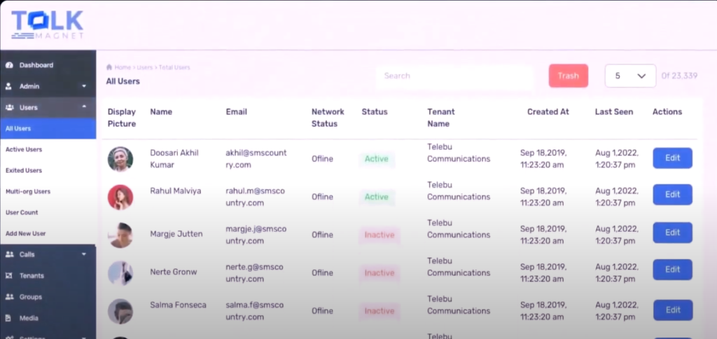 Talk Magnet dashboard I team communication solution 