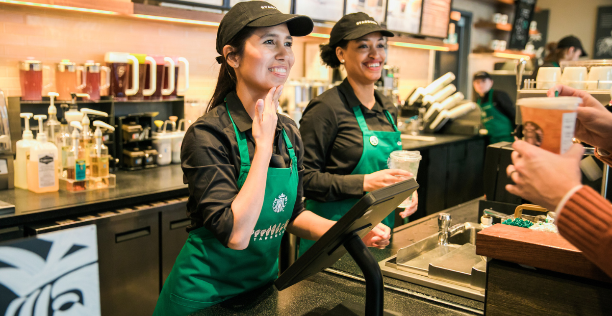 Starbucks | Starbucks' Staff attending to customers.