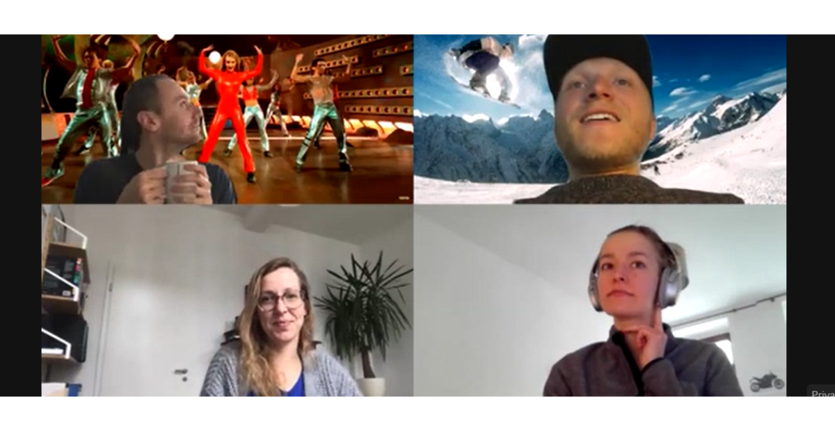 Employees in a virtual meeting