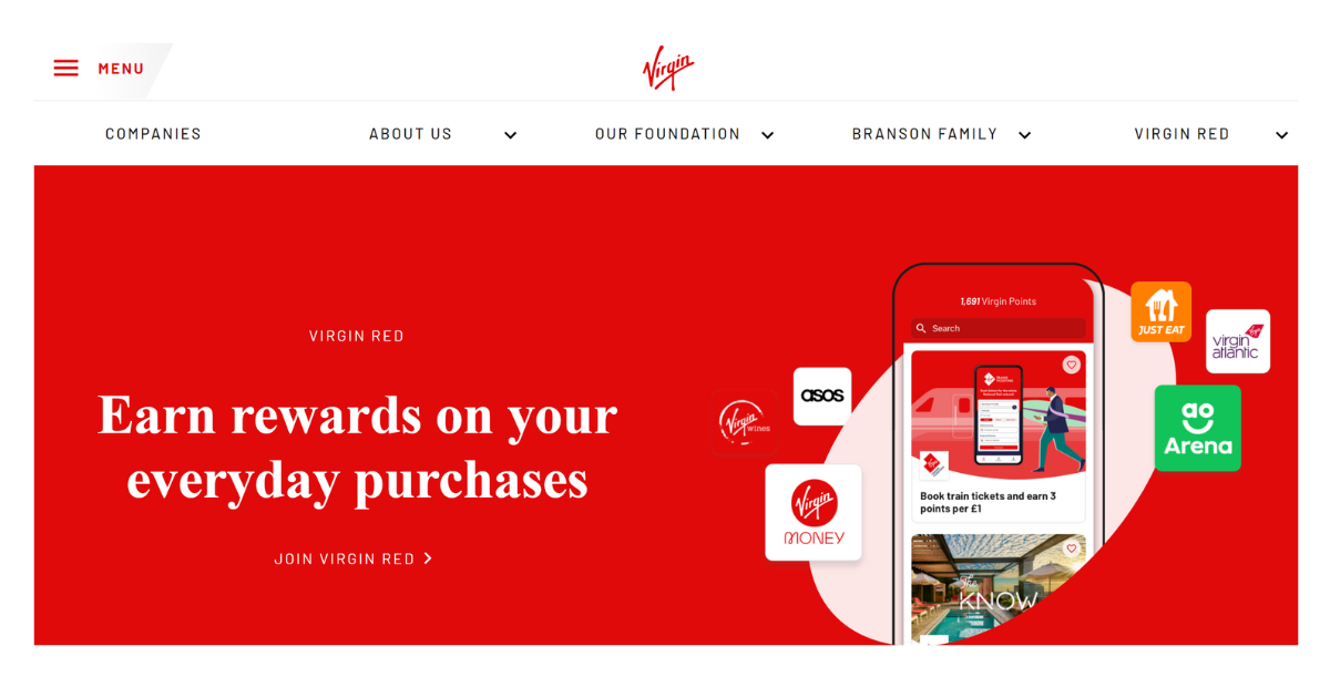 Virgin | screenshot of vigin's origin website page