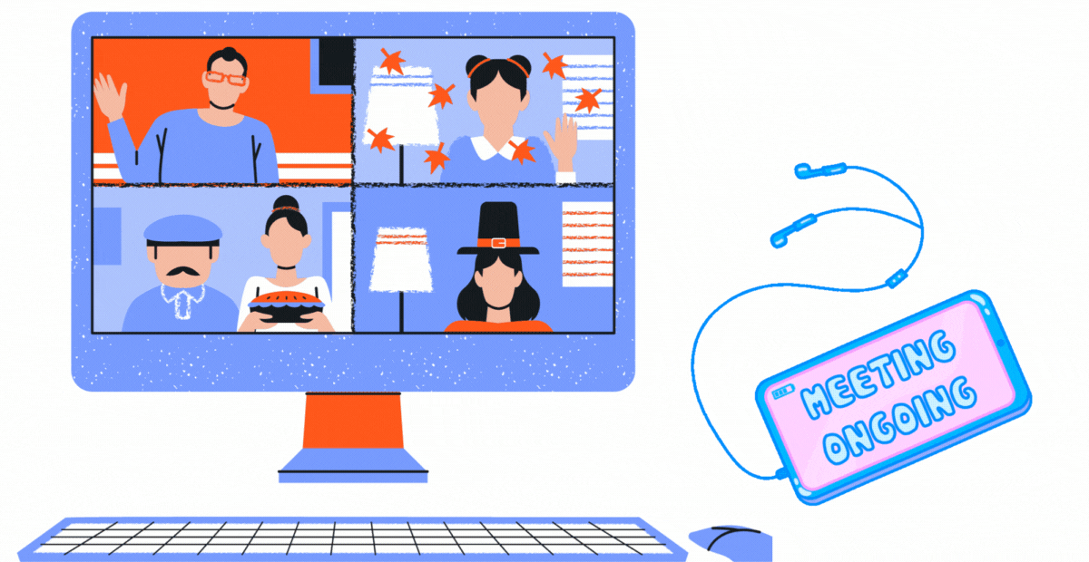 Video conferencing | A computer screen showing an ongoing video conference
