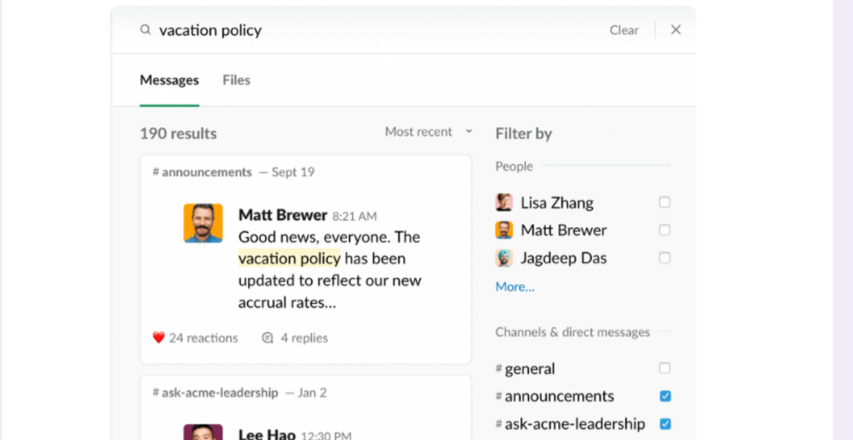 Search | Slack's search options
