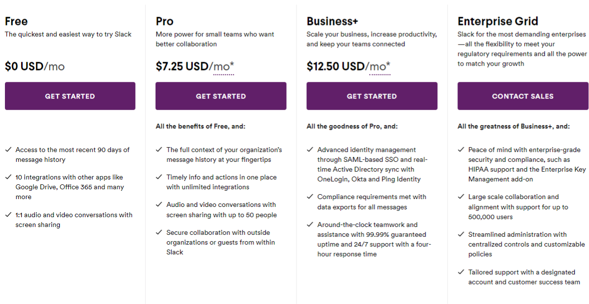 Pricing | Slack's pricing